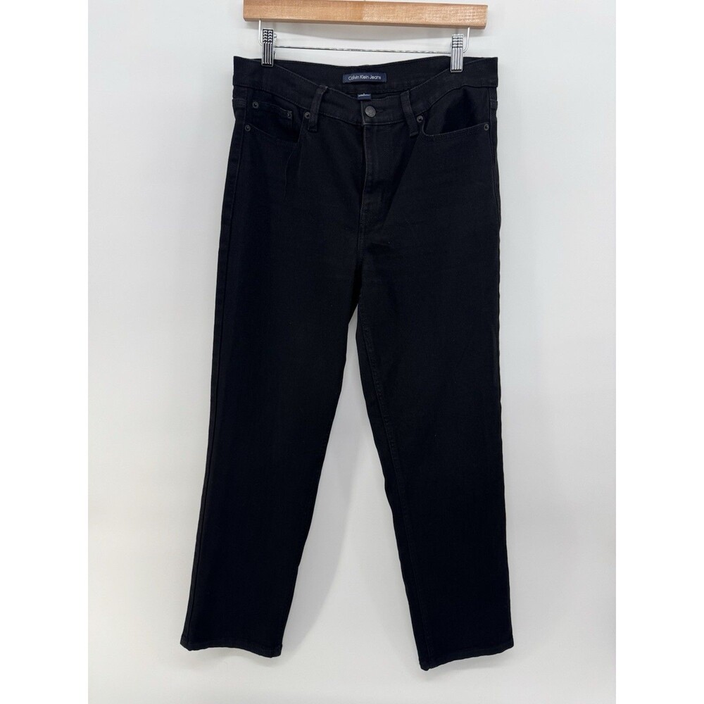 CALVIN KLEIN BLACK JEANS STRAIGHT LEG FLATTERING STRETCH Women’s Size 8